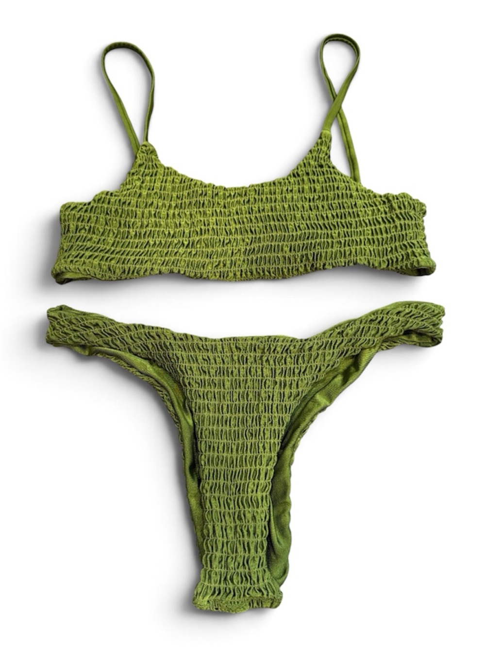 Zaful | Smocked Olive Green Bikini Set